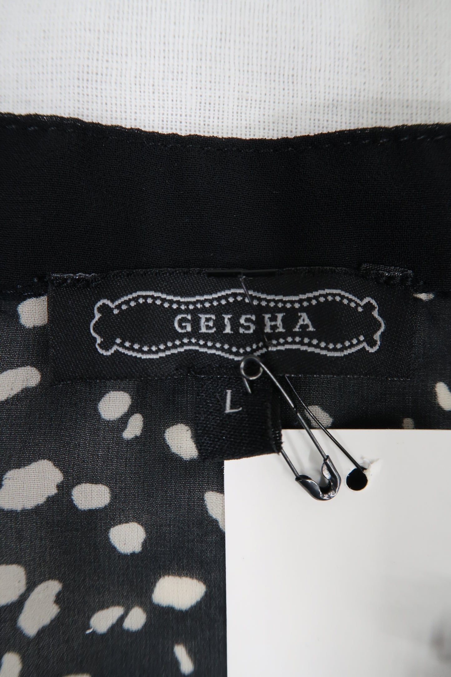 Chemisier noir à motif beige - Geisha - L