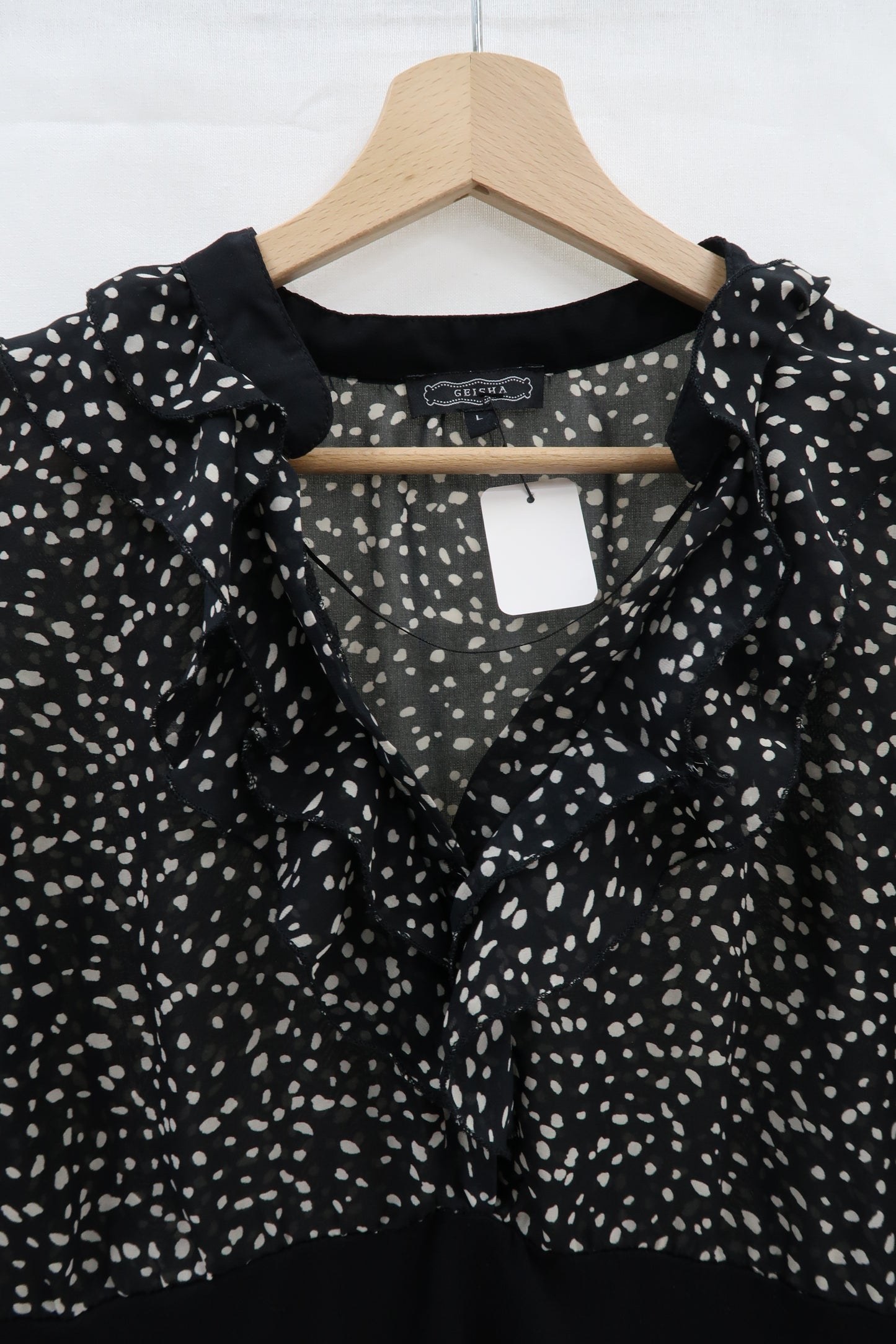 Chemisier noir à motif beige - Geisha - L