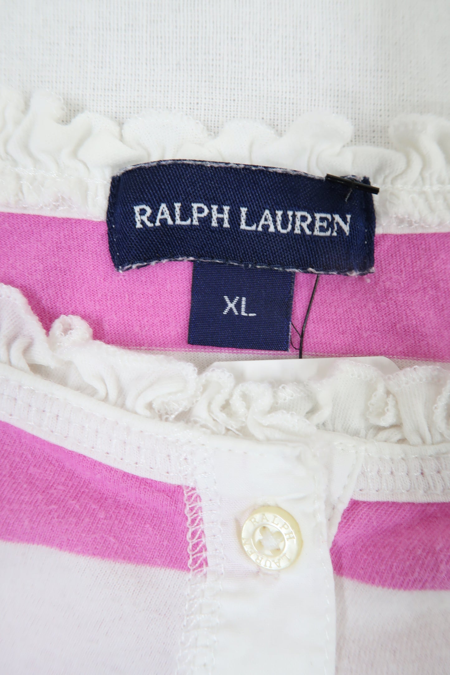 Débardeur à rayures blanc & rose - Ralph Lauren - XL