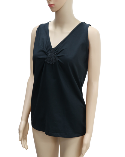 Haut sans manches noir à broderie - M