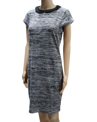Robe grise chinée et col noir - Mim - M