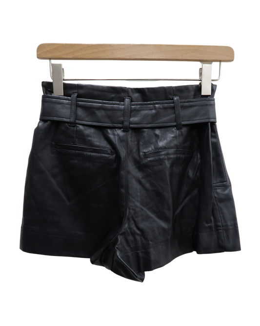 Short noir cintrée en simili cuir - Zara - S