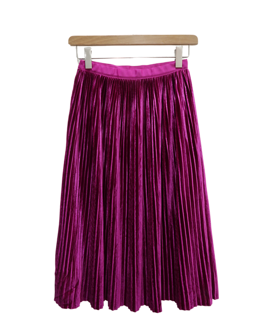 Jupe longue en velour plissée magenta - Zara - S