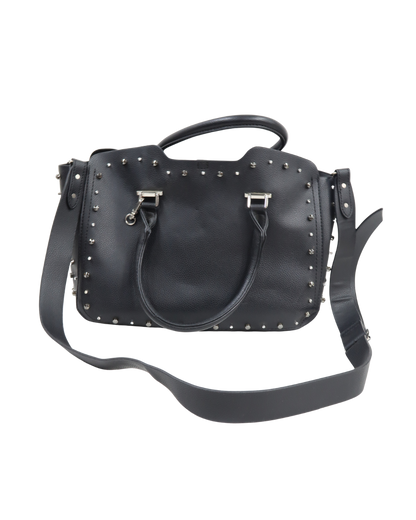 Sac noir clouté argent à bandoulière