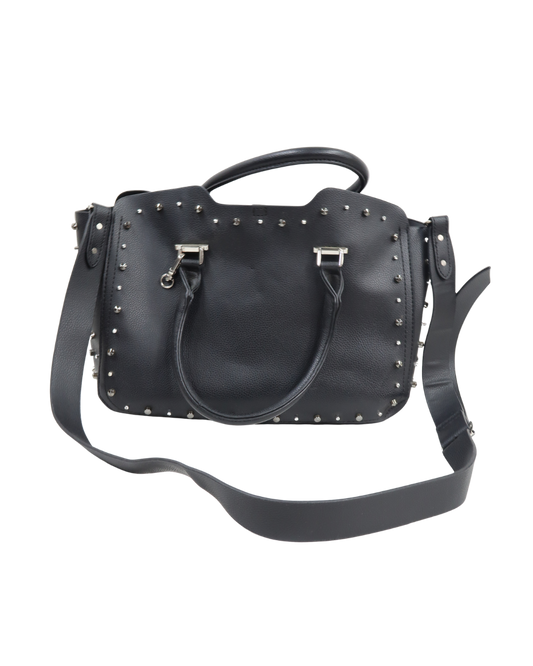 Sac noir clouté argent à bandoulière