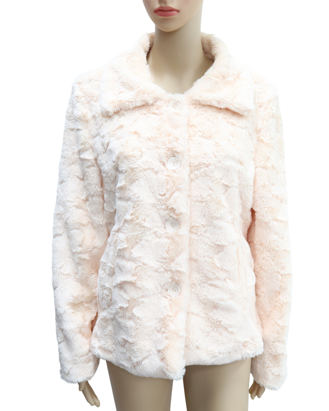 Manteau rose pâle en fourure - K-design - XXL