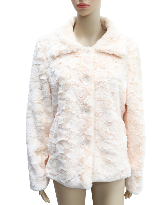 Manteau rose pâle en fourure - K-design - XXL
