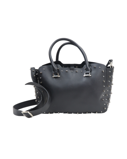 Sac noir clouté argent à bandoulière