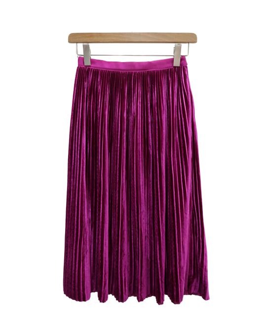 Jupe longue en velour plissée magenta - Zara - S