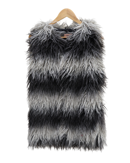 Manteau sans manches noir & gris en fourrure - CKS - S