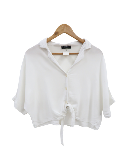 Chemisier blanc avec un noeud - Bershka - L