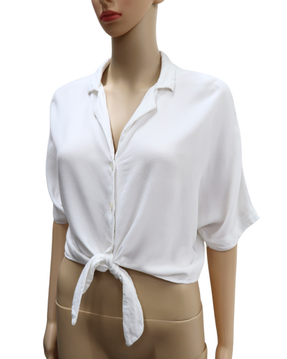Chemisier blanc avec un noeud - Bershka - L