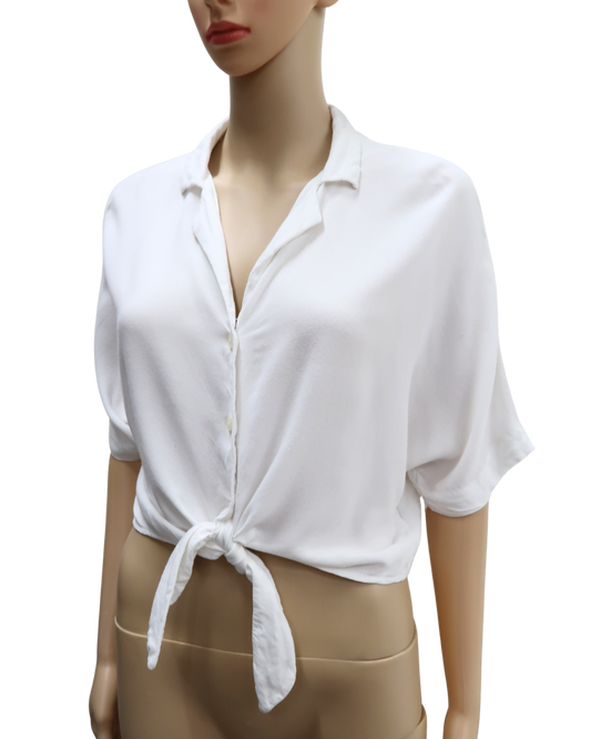 Chemisier blanc avec un noeud - Bershka - L