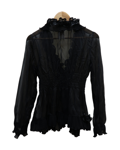 Haut noir drapé & texturé - Luck Star - S/M