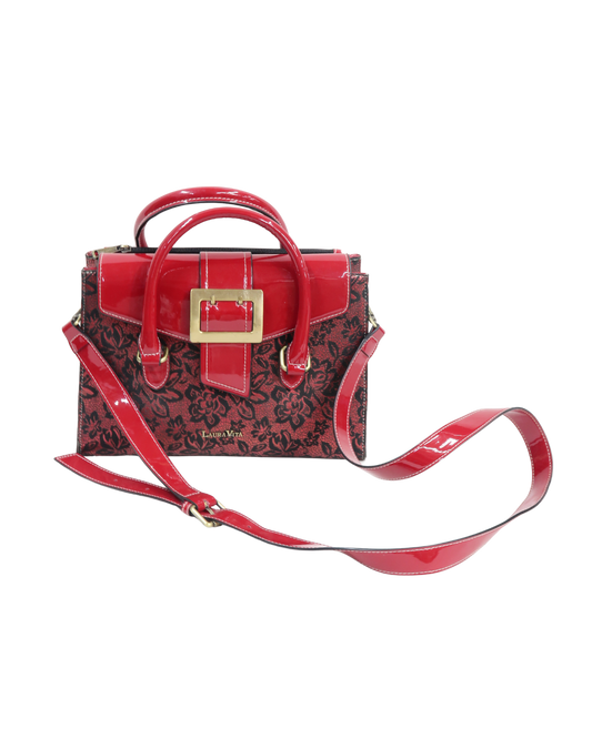 Sac rouge à fleurs noires - Laura Vita