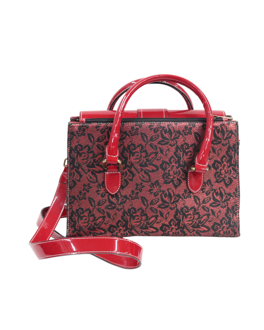 Sac rouge à fleurs noires - Laura Vita
