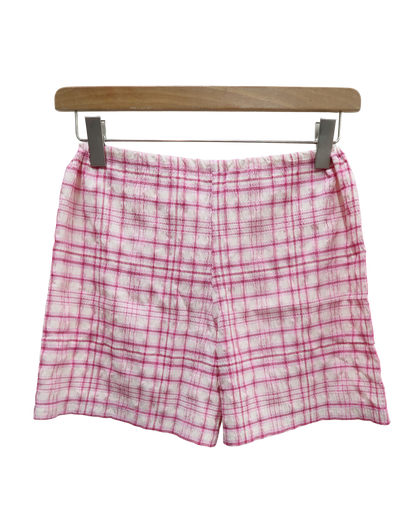 Short texturé à carreaux rose & blanc - S