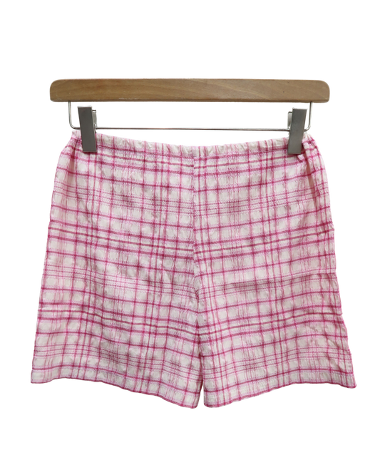 Short texturé à carreaux rose & blanc - S