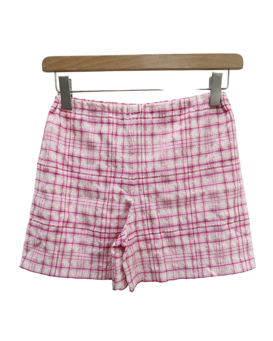 Short texturé à carreaux rose & blanc - S