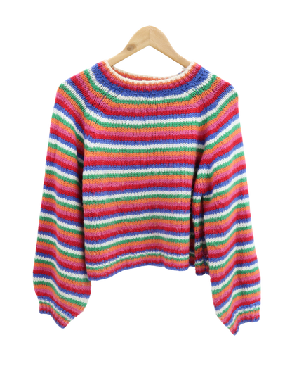 Pull multicolore en laine - Cerise Blue - Taille Unique