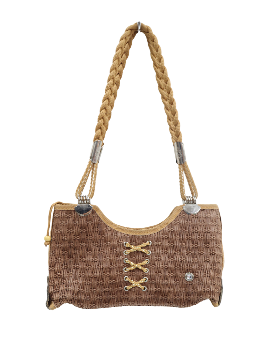 Sac à main en paille vintage à lacets