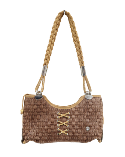 Sac à main en paille vintage à lacets