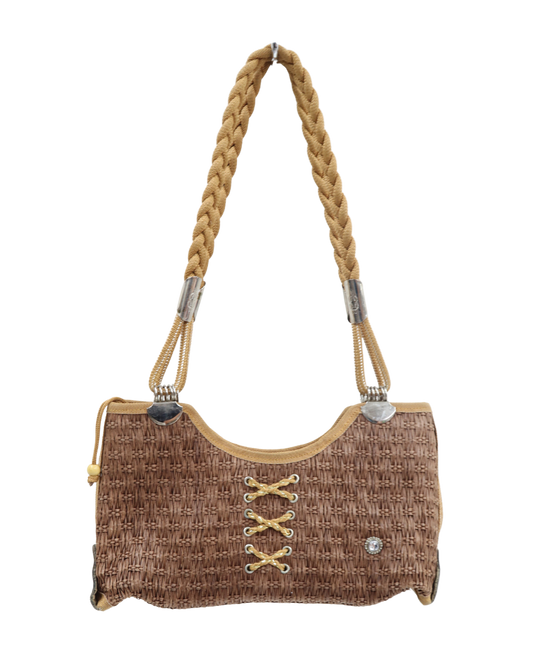 Sac à main en paille vintage à lacets
