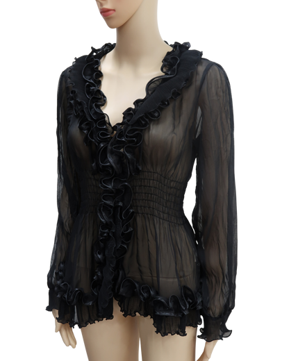 Haut noir drapé & texturé - Luck Star - S/M
