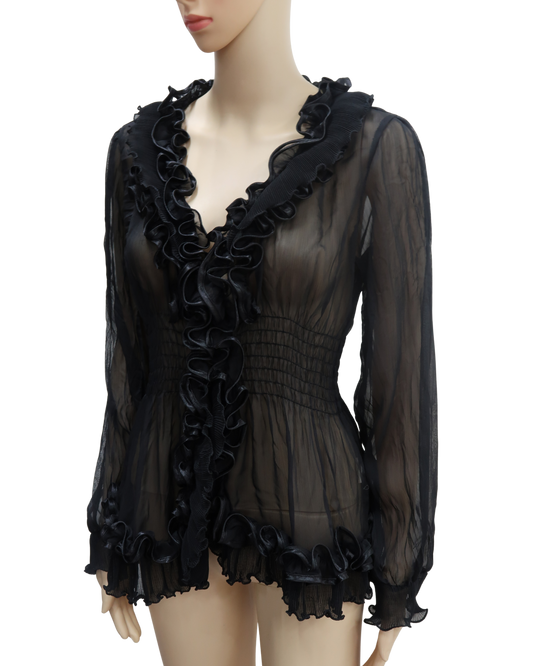 Haut noir drapé & texturé - Luck Star - S/M