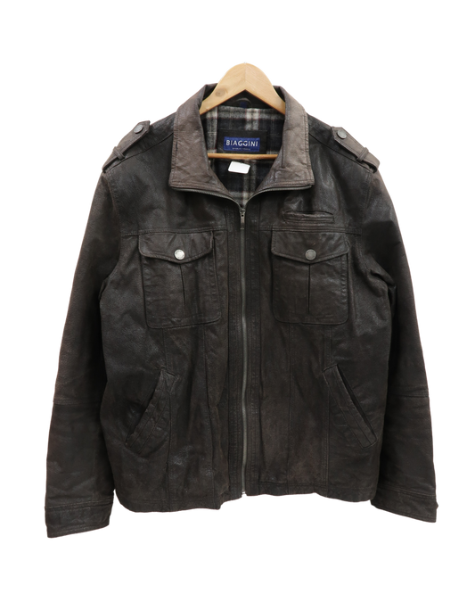 Veste en cuir marron - Biaggini - L