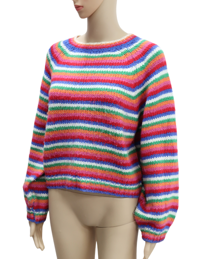 Pull multicolore en laine - Cerise Blue - Taille Unique