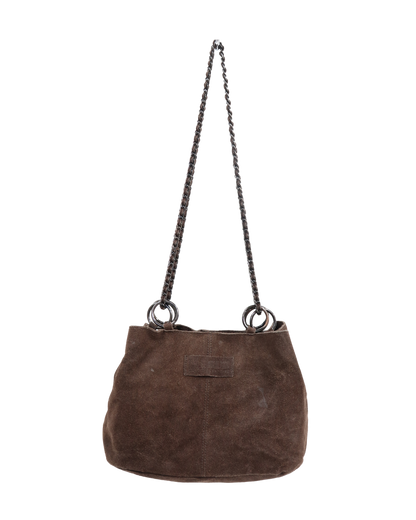 Sac à main marron en cuir et en velour - Vintage addiction