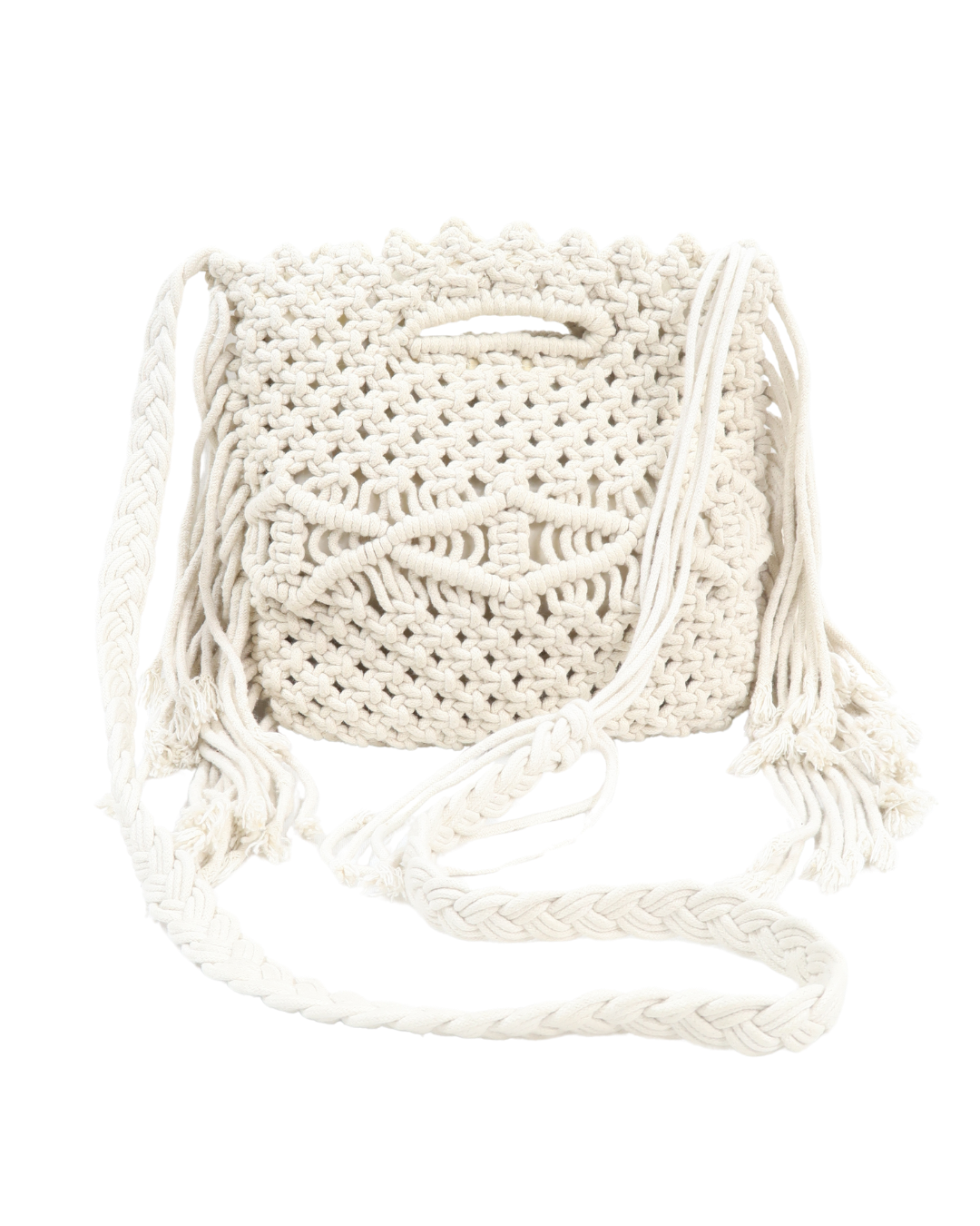 Sacoche à franges blanc cassé