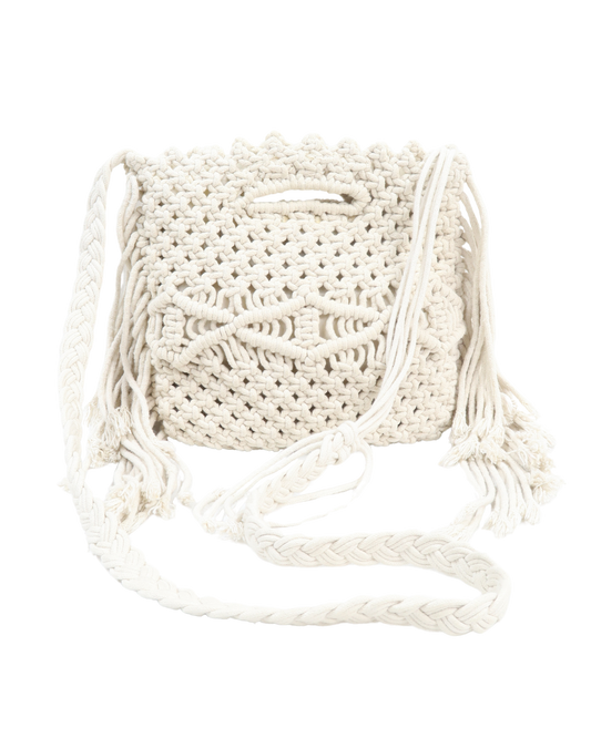 Sacoche à franges blanc cassé