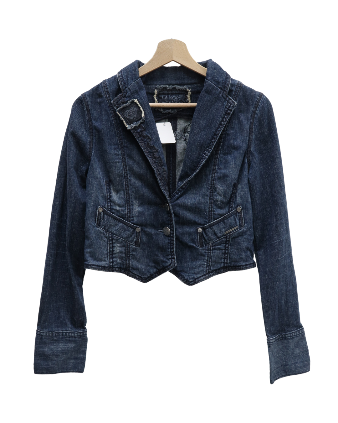 Veste en jean crop bleu foncé vintage - La mode est à vous - M