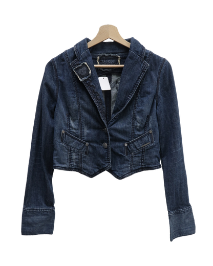 Veste en jean crop bleu foncé vintage - La mode est à vous - M