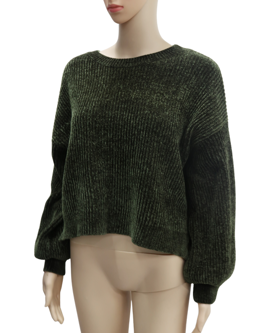 Pull en velour vert sapin - MJA - L