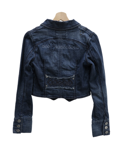 Veste en jean crop bleu foncé vintage - La mode est à vous - M