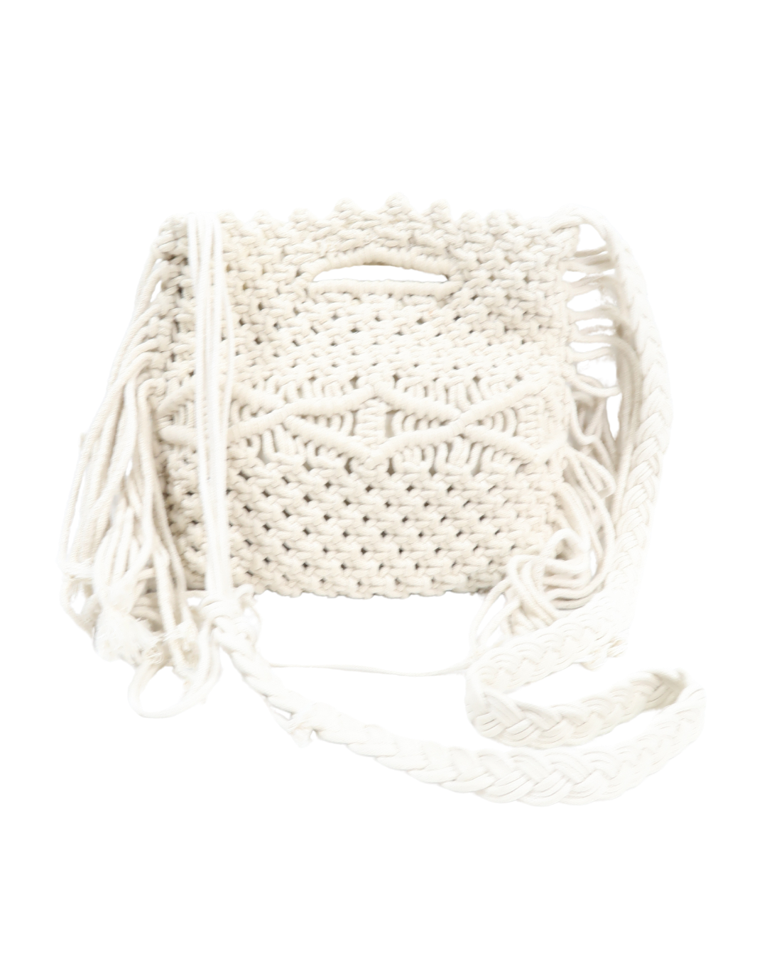 Sacoche à franges blanc cassé