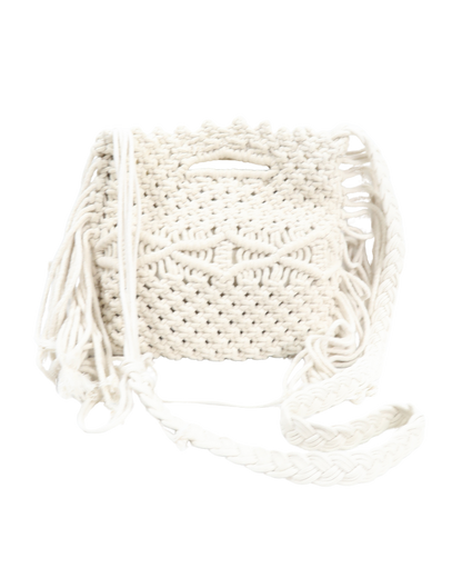 Sacoche à franges blanc cassé