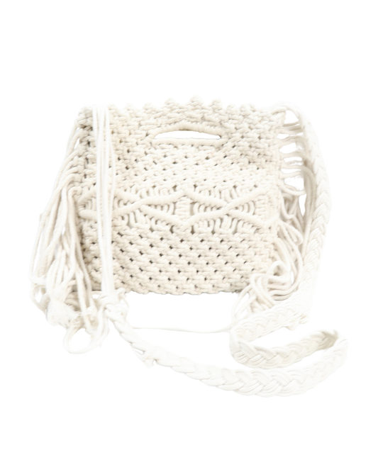Sacoche à franges blanc cassé