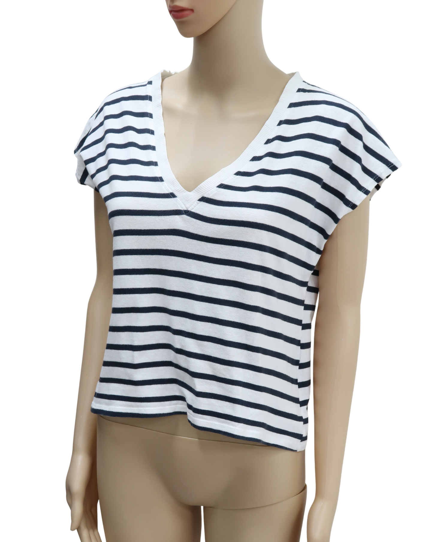 T-shirt marinière à col V - Zara - S