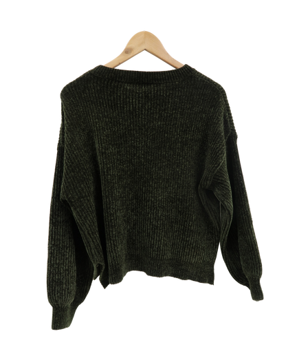 Pull en velour vert sapin - MJA - L