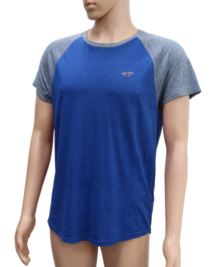 T-shirt bleu & gris - Hollister - S