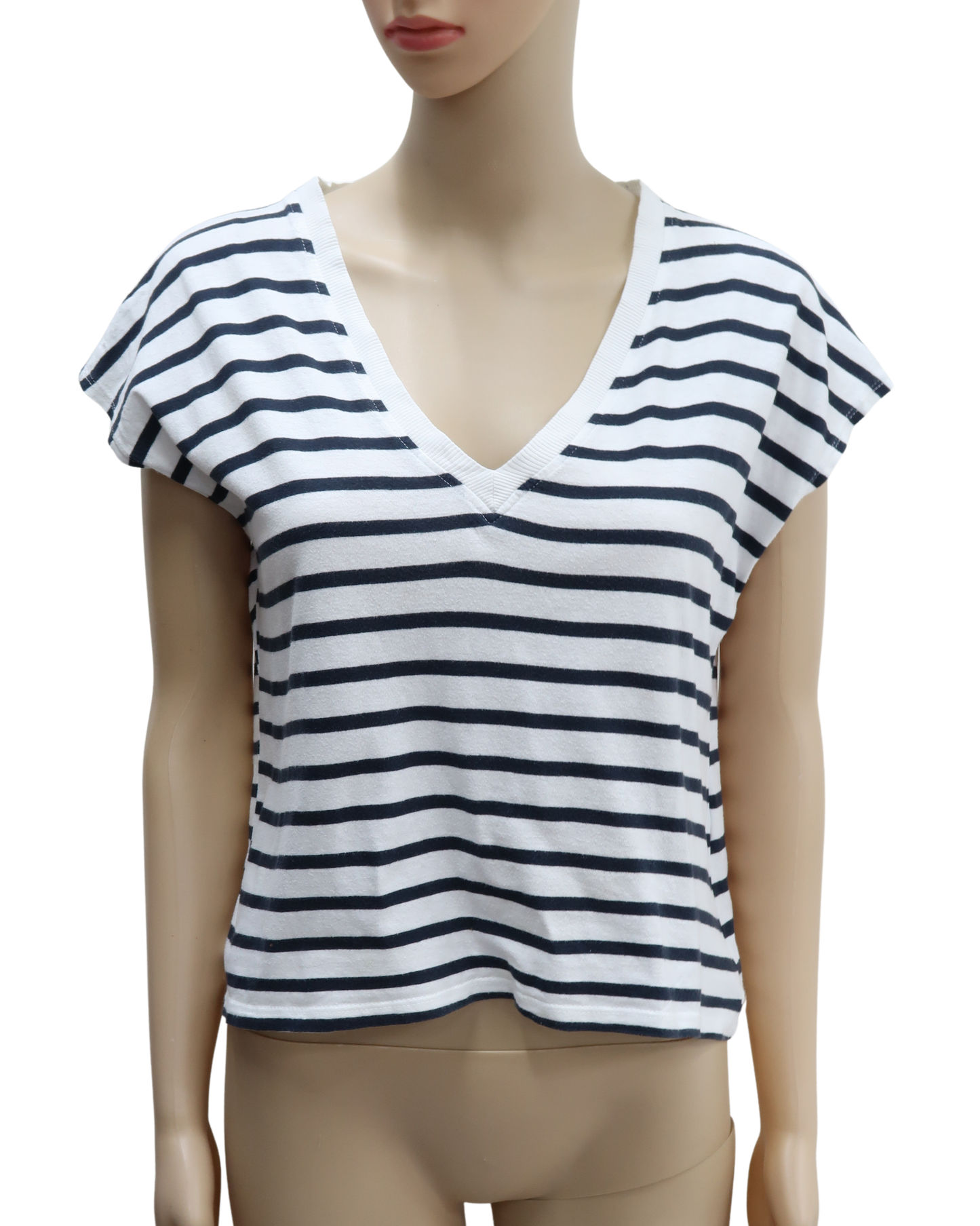 T-shirt marinière à col V - Zara - S