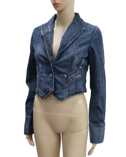 Veste en jean crop bleu foncé vintage - La mode est à vous - M