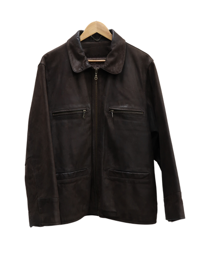 Veste en cuir marron épaisse - Oakwood - S