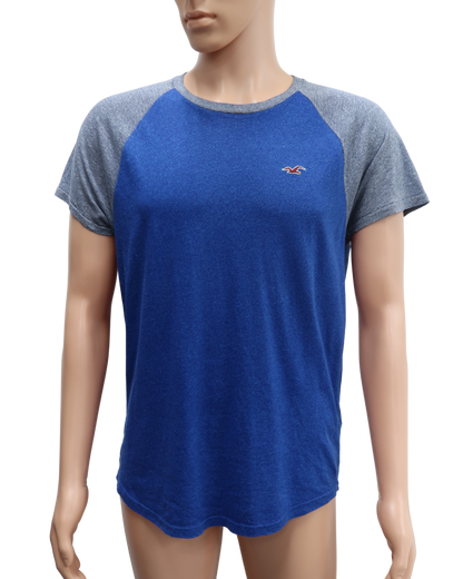T-shirt bleu & gris - Hollister - S