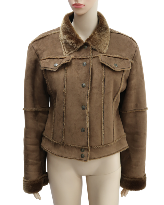 Manteau marron en fourrure - S
