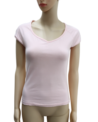 T-shirt rose pâle à col V - C&A - S